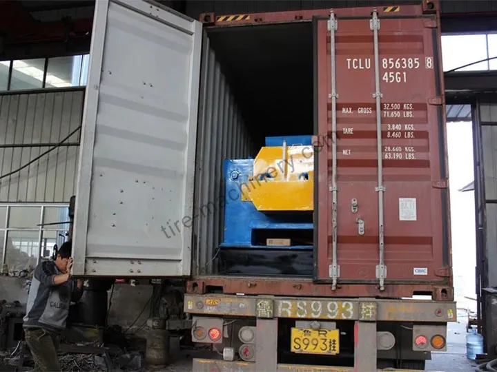 tire recycling machine shipment